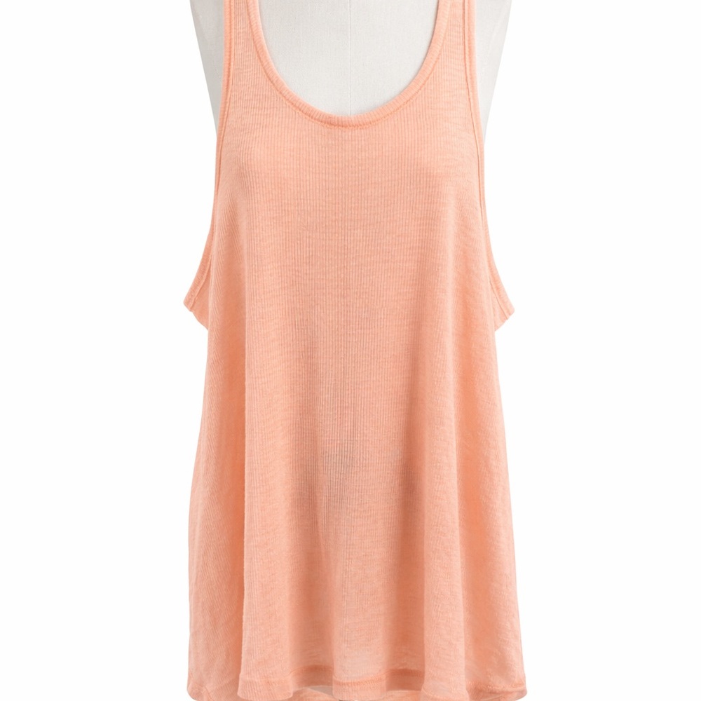 Free People Ribbed Tank Top Made in USA | Soft Peach Pink | Size S